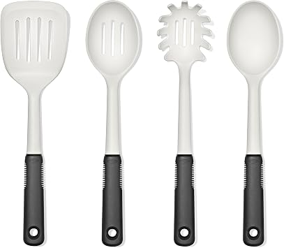 OXO Good Grips 4Piece Nylon Utensil Set, Oat, Cooking Utensil Set Designed to Protect Non-Stick Cookware