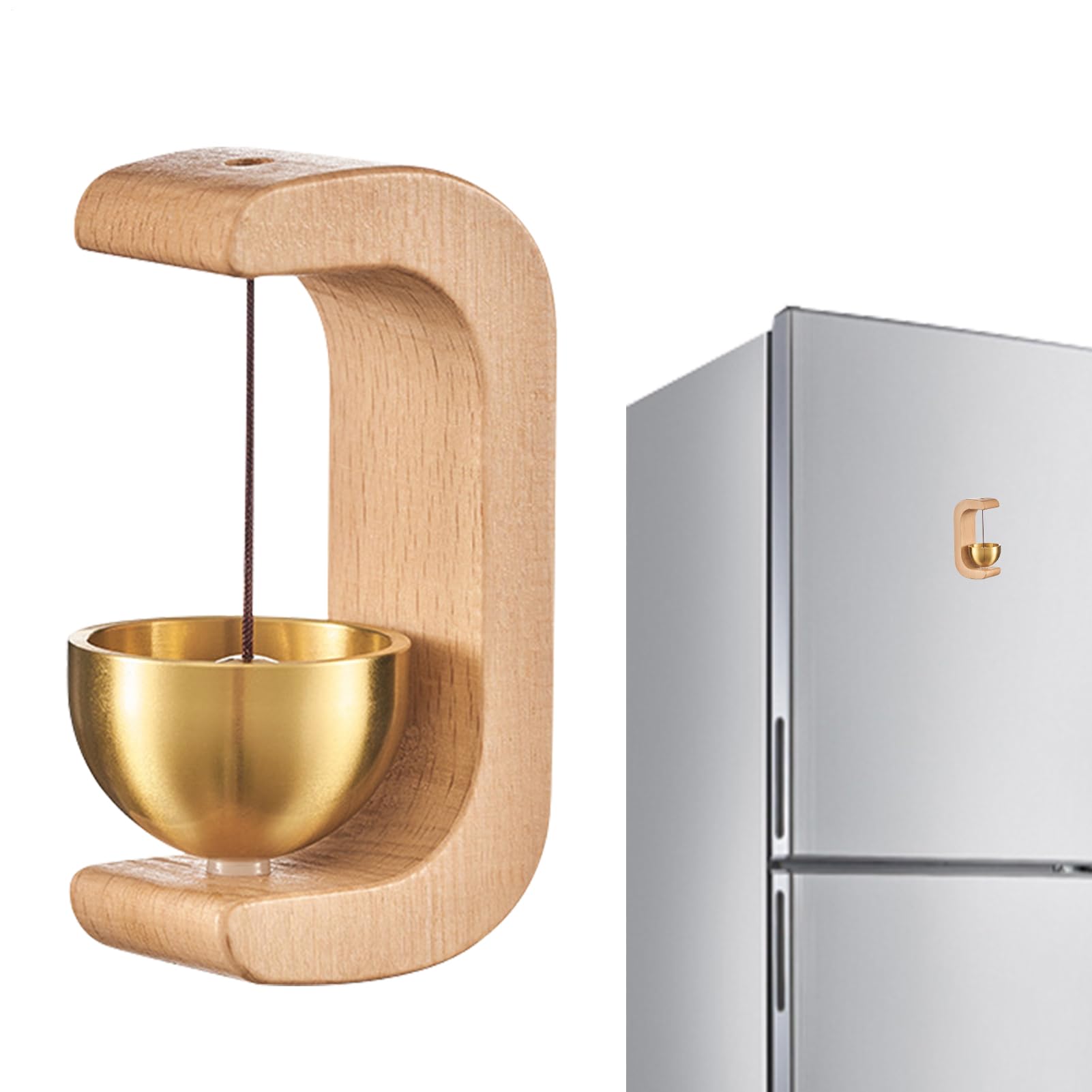 Nybhyjka Magnetic Wood Doorbell | Decorative Doorbell for Entrance - Shopkeepers Bell Wood Door Chime for Home, Refrigerator, Shop Decoration, C Shape