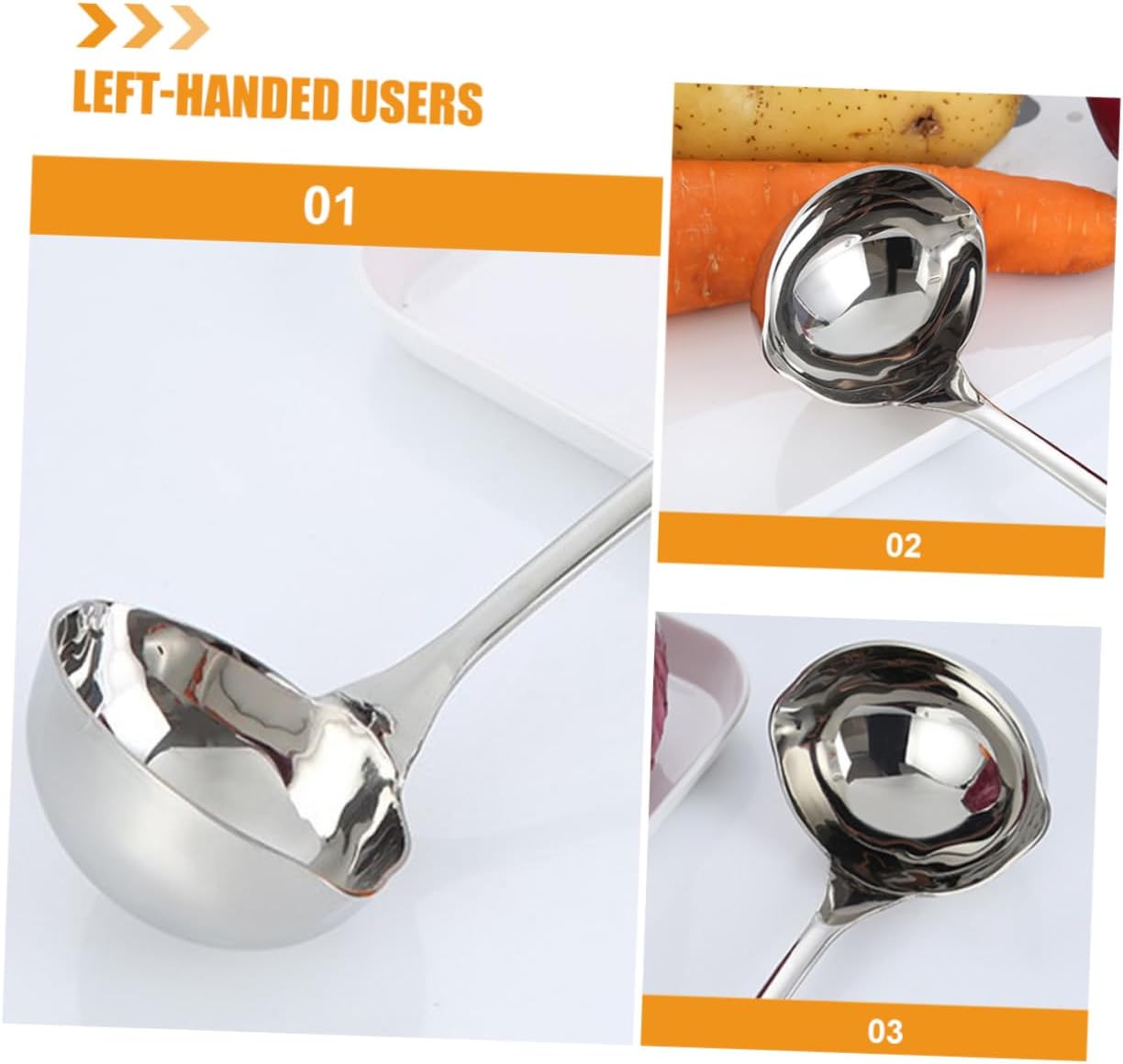 TIDTALEO Spoon with Spout Soup Ladle Water Scoop Stainless Steel Water Ladle Ladles for Serving Water Spoon Stainless Steel Ladle for Home Stainless Ladle Bevel Gravy 201 Stainless Steel