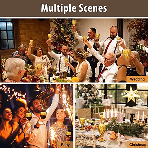 Nilor Amber Glasses Goblets Drinkware Set Water Glasses Colored Wine Glasses Set Of 6 Drinking Glasses Vintage Glassware Great For Party, Wedding Chirstmas - 12 Ounce #TOP6