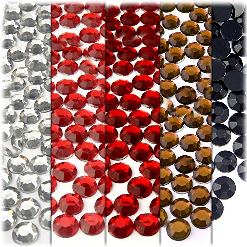 The Crafts Outlet 5-Pack Set (5X - 144-Piece), Round 10mm Rhinestones, Flatback, Red Tones