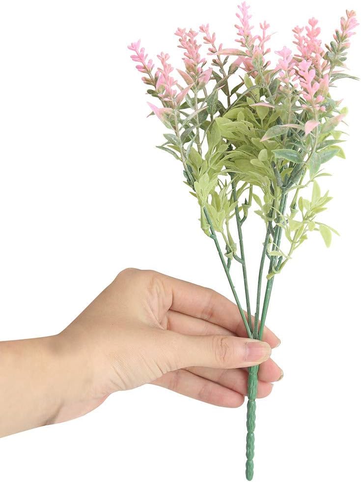 MuSheng 15Heads Artificial Flowers Lavender Fake Bridal Bunch Wedding Party Home Decor (Pink)