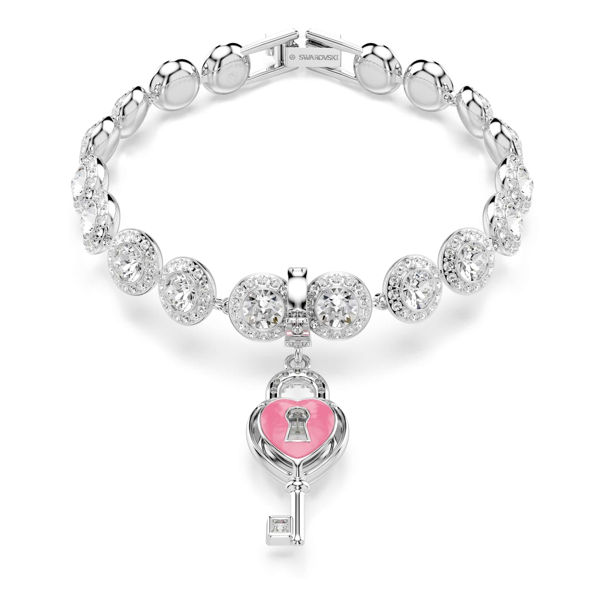 Swarovski Idyllia Collection Bracelet jonc, Tailles mixtes, Cœur, Rose, Finition métal mixte