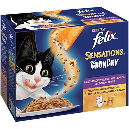 Felix Katzennassfutter Crunchy Crumbles mit Gemüse 10 x 100 g Plus 40 g, 6er Pack (6 x 1.04 kg)