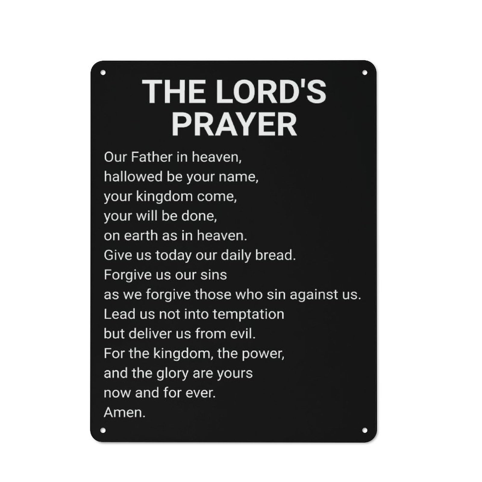 Junmoney The Lords Prayer Black 40X30cm Rustic Metal Sign With For Guest Room Or Hallway, For Vintage Wall Decor Fans, For Metal Sign Collectors
