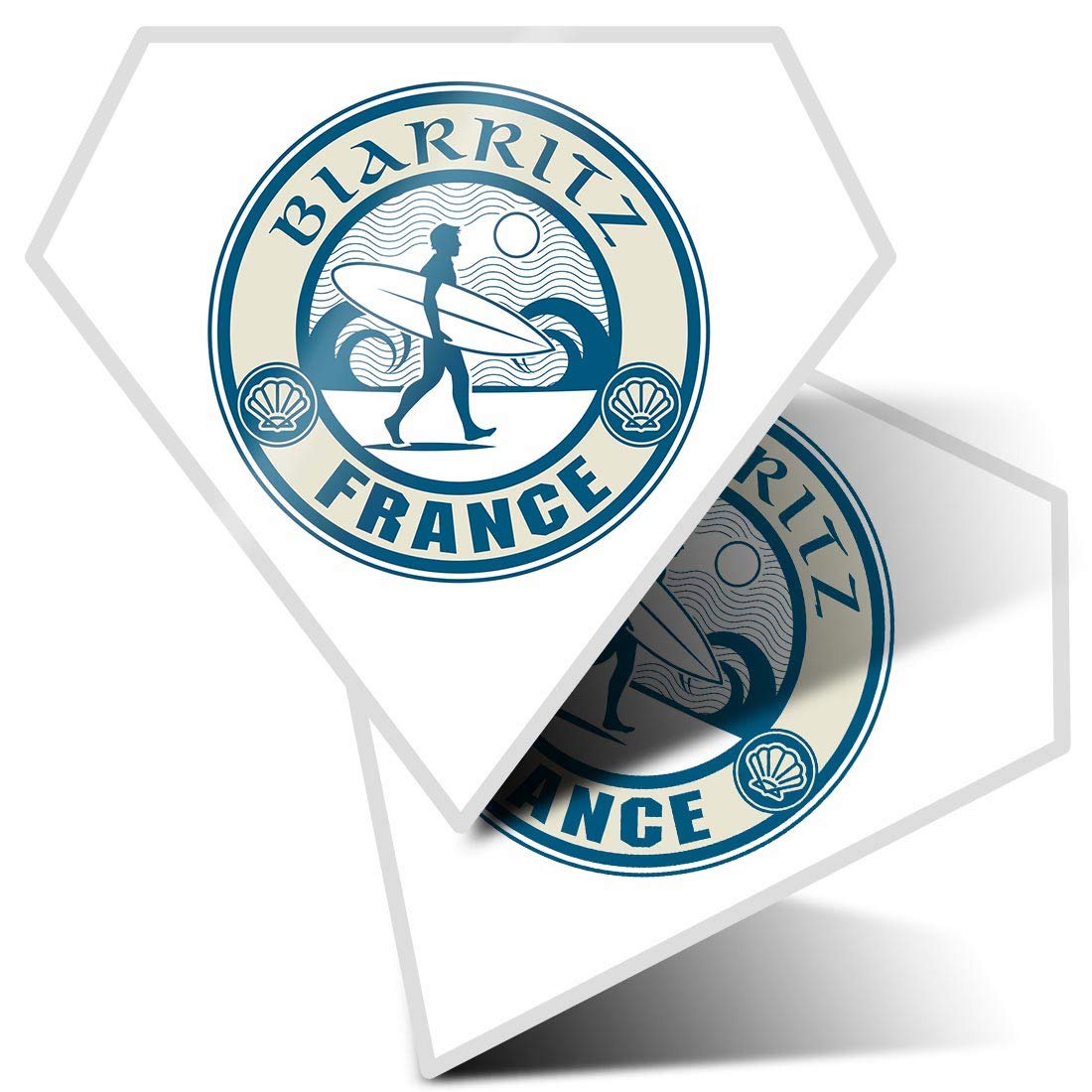 2 x Diamond Stickers 7.5 cm - Biarritz France Wave French Fun Decals for Laptops,Tablets,Luggage,Scrap Booking,Fridges, #9244