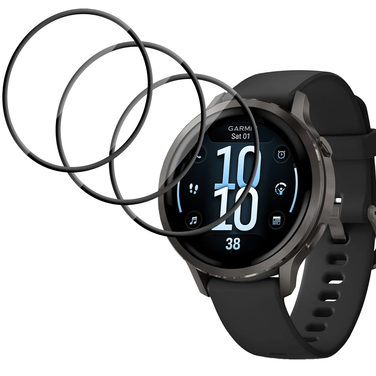 GIOPUEY Hoesje compatibel met Garmin Venu 4 45 mm, premium zachte TPU siliconen beschermhoes, uniek ontwerp, schokbestendig - zwart