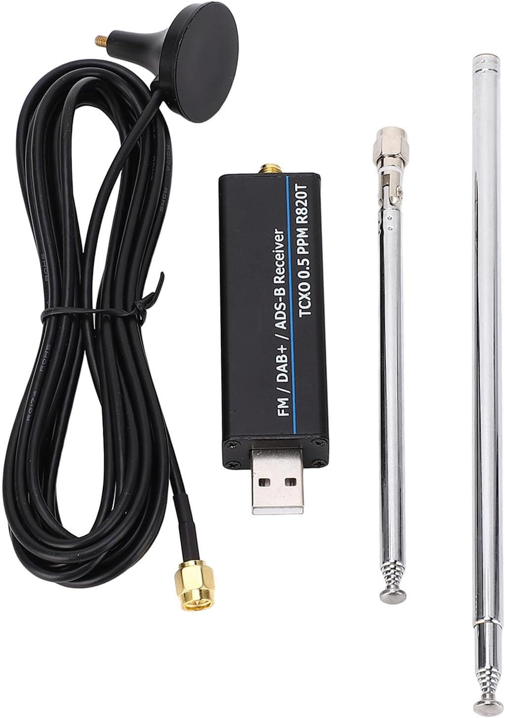 RTL SDR Receiver Full Band Aluminum Enclosure and 2 Antennas Receiver Radio Receiver Software Defined Radio (100kHz-1.7GHz)