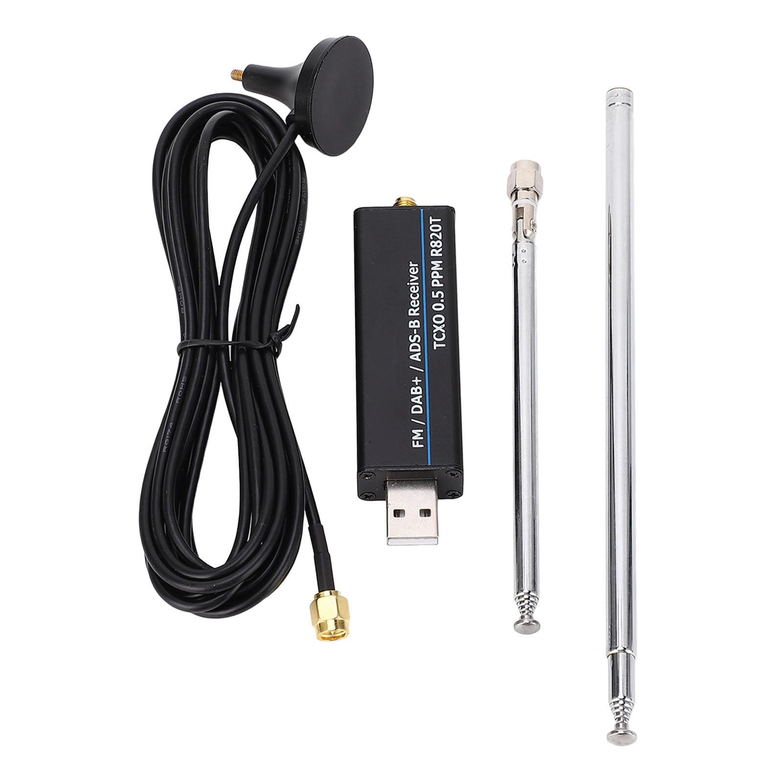 Récepteur RTL SDR, Radio Définie par Logiciel 100KHz à 1766MHz, Radio Définie par Logiciel RTL2832U R820T2 0.5 PPM TCXO USB Pleine Bande