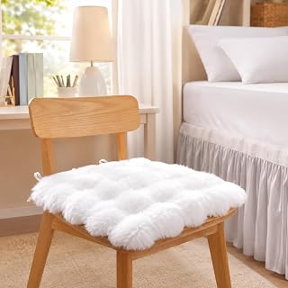 RattanView Faux Rabbit Fur Seat Cushion for Desk Chair, 16