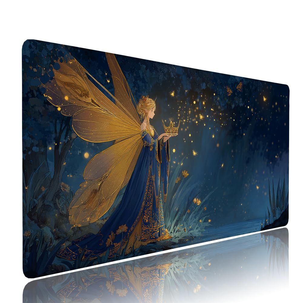 Alfombrilla de Mouse para Juegos, Nero, XXL, Antideslizante, Impermeable, Diseño de Elfo, Extendido, Grande, 1200x600x3mm, para PC, Laptop, Ufficio, Famiglia d-379
