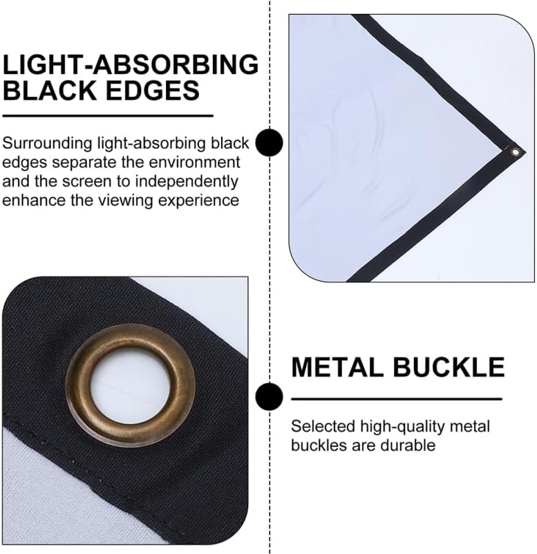 Portable Projector Screen Anti-Crease Cloth for Home Theater and Easy Installation with Hooks for Weddings Schools and Presentations