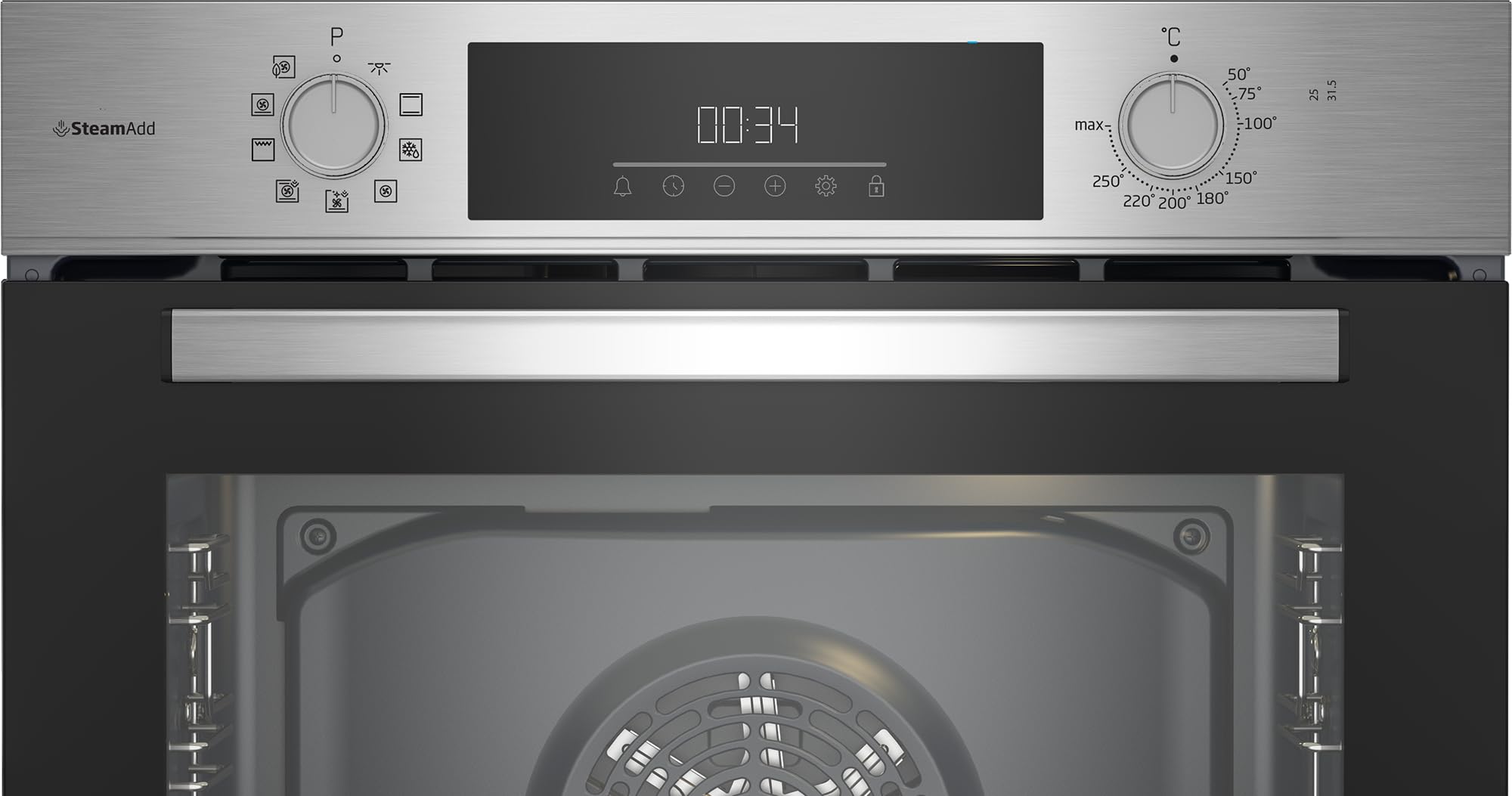 Beko BBIS12301XE b300 Einbaubackofen, 72 l Garraum, Multifunktionsofen, AeroPerfect Heißluft, SteamAdd Dampffunktion, Edelstahl