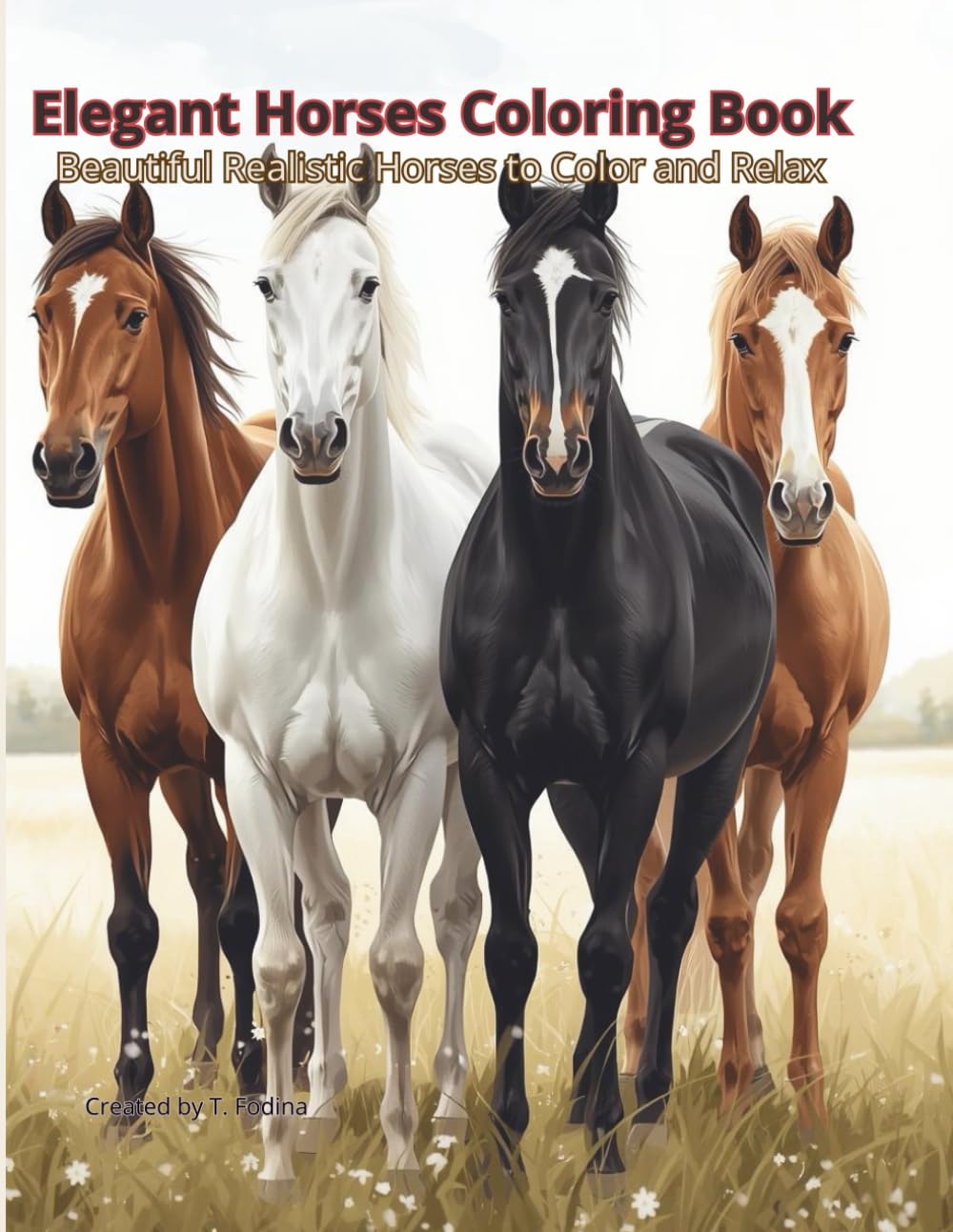 Elegant Horses Coloring Book: Beautiful Realistic Horses to Color and Relax