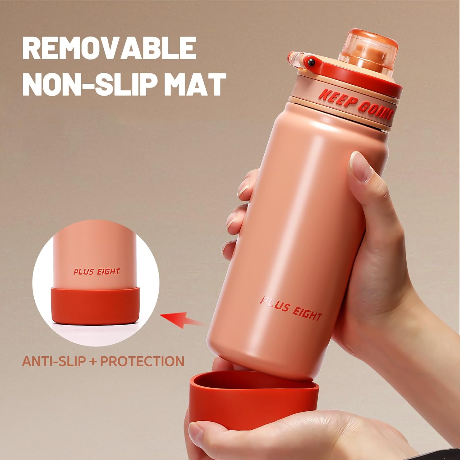 Water Bottle with Straw Lid, 22 oz Vacuum Insulated Water Bottles, Stainless Steel Water Bottle Wide Mouth for Sports, Gym or Office, BPA-Free Keep Cold 24H Hot 12H (Orange) - Image 2