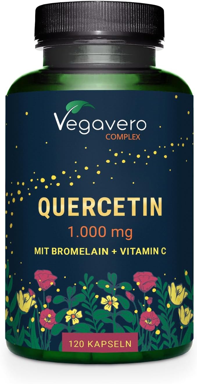 Quercetina 1000 mg reforzada con vitamina C, bromelina y piperina