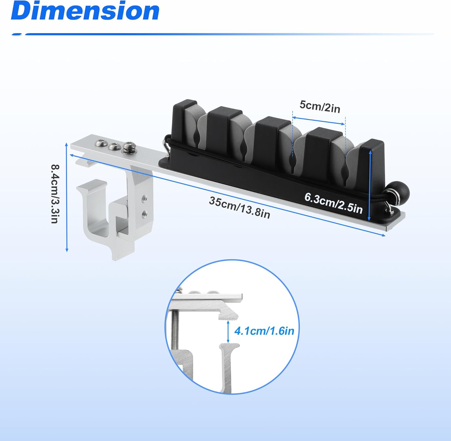 2x Aluminum Fishing Rod Holder for Truck Bed, 4 Rods Capacity, Stable C-Clamp Mount, Fishing Pole Storage Rack Holder for Truck Pickup Boat, Horizontally or Vertically Place