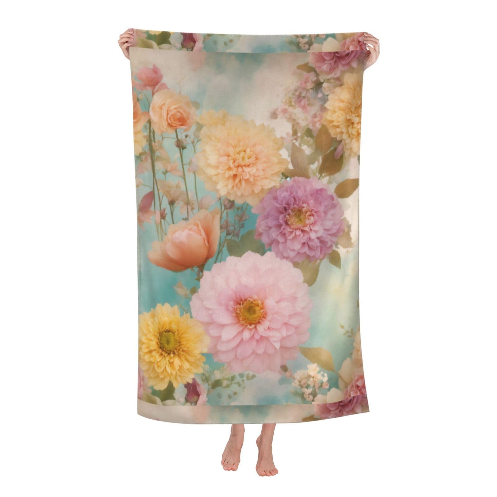 Cbaaghh Peony Flowers Blossom Print Adult Beach Towels,Beach & Pool Towel,Beach Towels,Towels For Camping