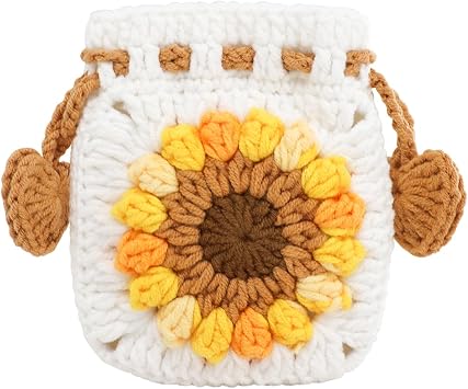 Change Purse, Crocheted Cotton Coin Pouch Coin Purse for Women and Girls, Coin Purse Pouch with Drawstring Design Compact Coin Wallet for Keys, Lipstick, Change white