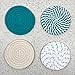 4-Piece Cotton Trivets Set for Drinks, 4.3 Inch Fit for All Kinds of Cups, Super Absorbent Drink Coasters, Minimalist Cotton Handmade Trivets for Coffee Table (Turquoise)