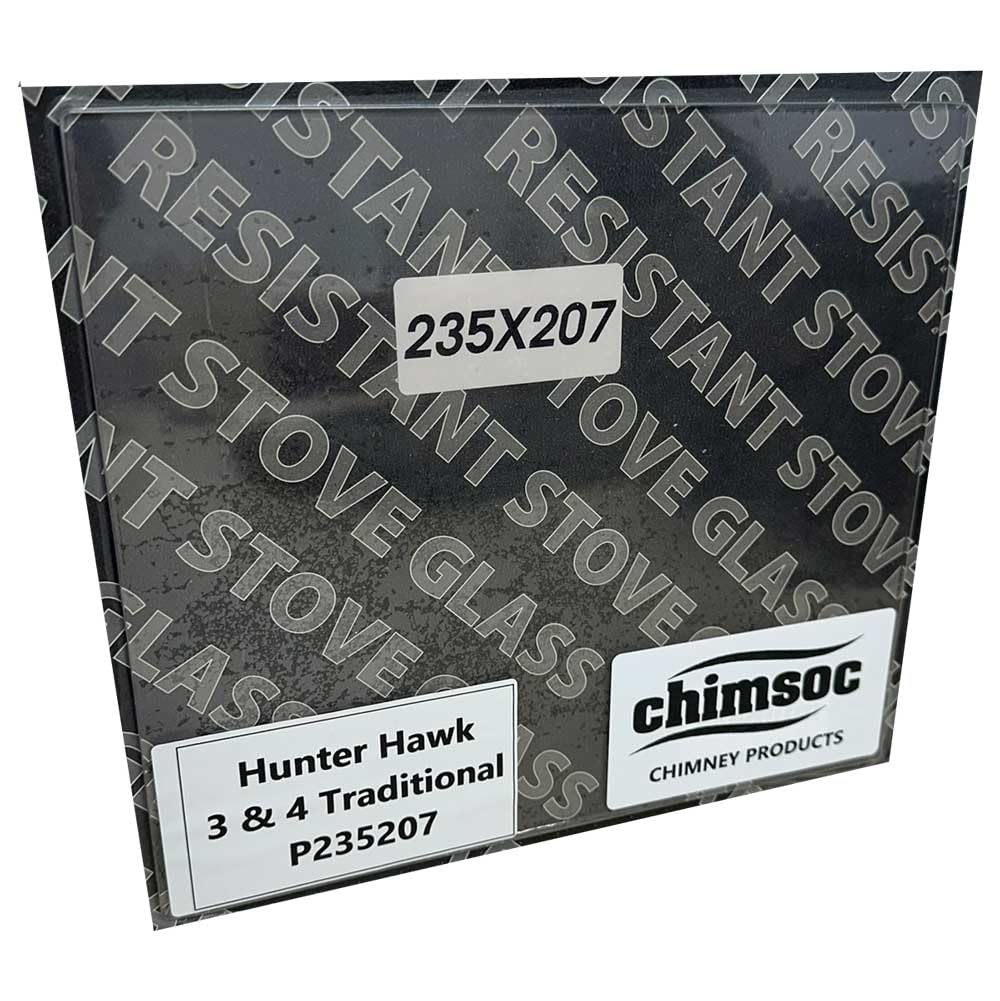 Chimsoc Clear Replacement Stove Glass - Hunter 3 Traditional / 4 Traditional (235Mm X 207Mm Rectangular)