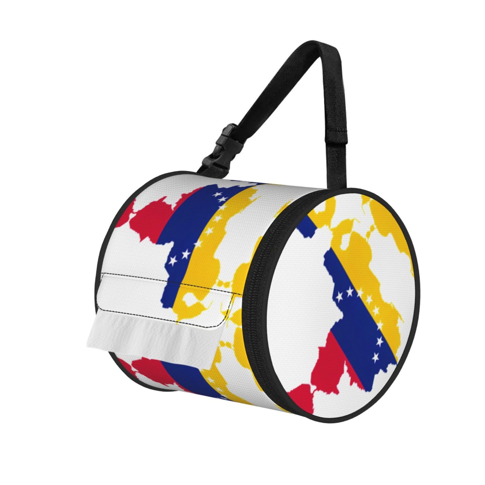 venezuela flag Printed Hanging Tissue Organizer, Smooth Zipper Oxford Cloth Roll Holder for RV Bathroom Desk