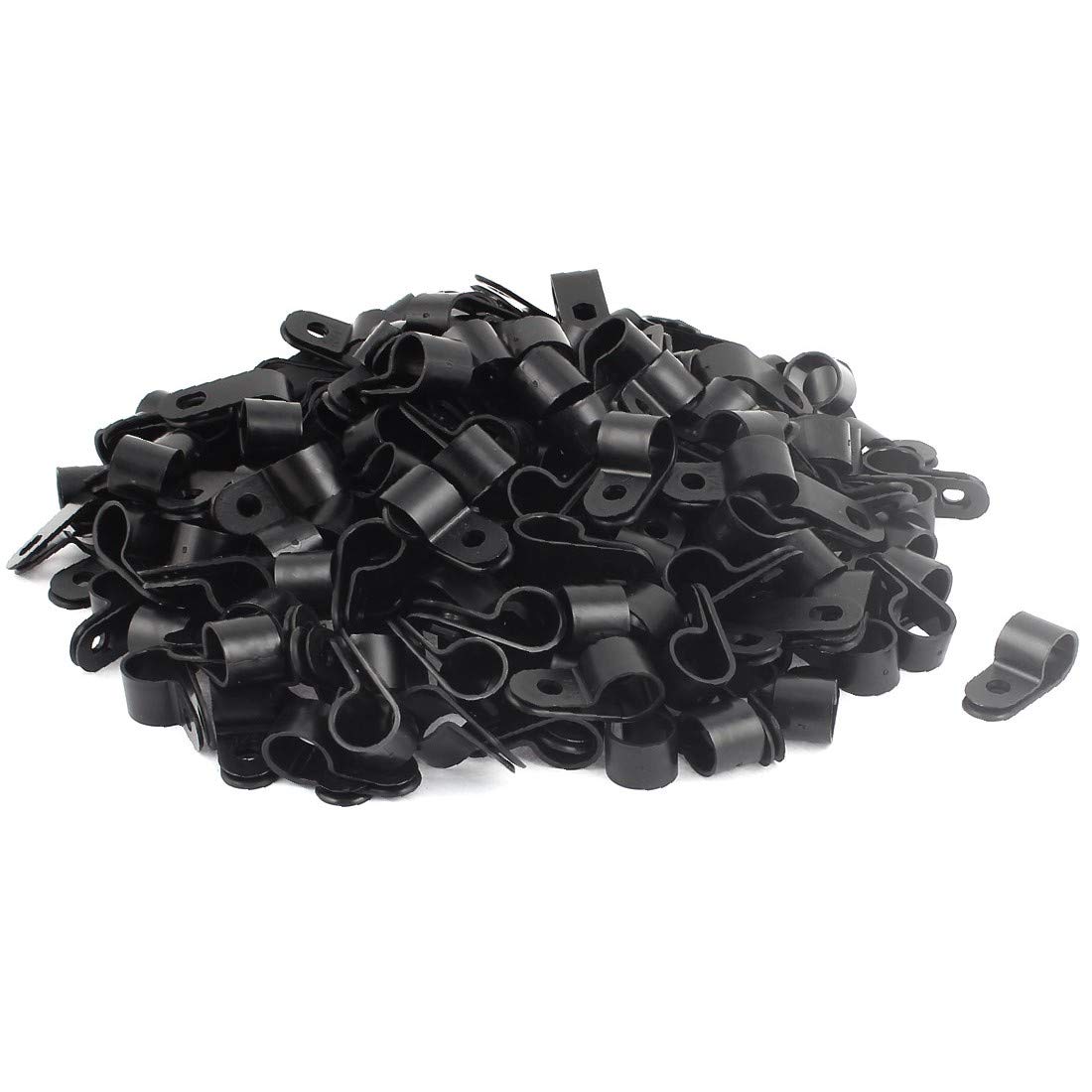 New Lon0167 200 Pcs Black Plastic R Type Cable Clip Clamp for 12mm Dia Wire Hose(200 Stück schwarzer Kunststoff R-Typ Kabelclip-Klemme für 12mm Durchmesser-Drahtschlauch