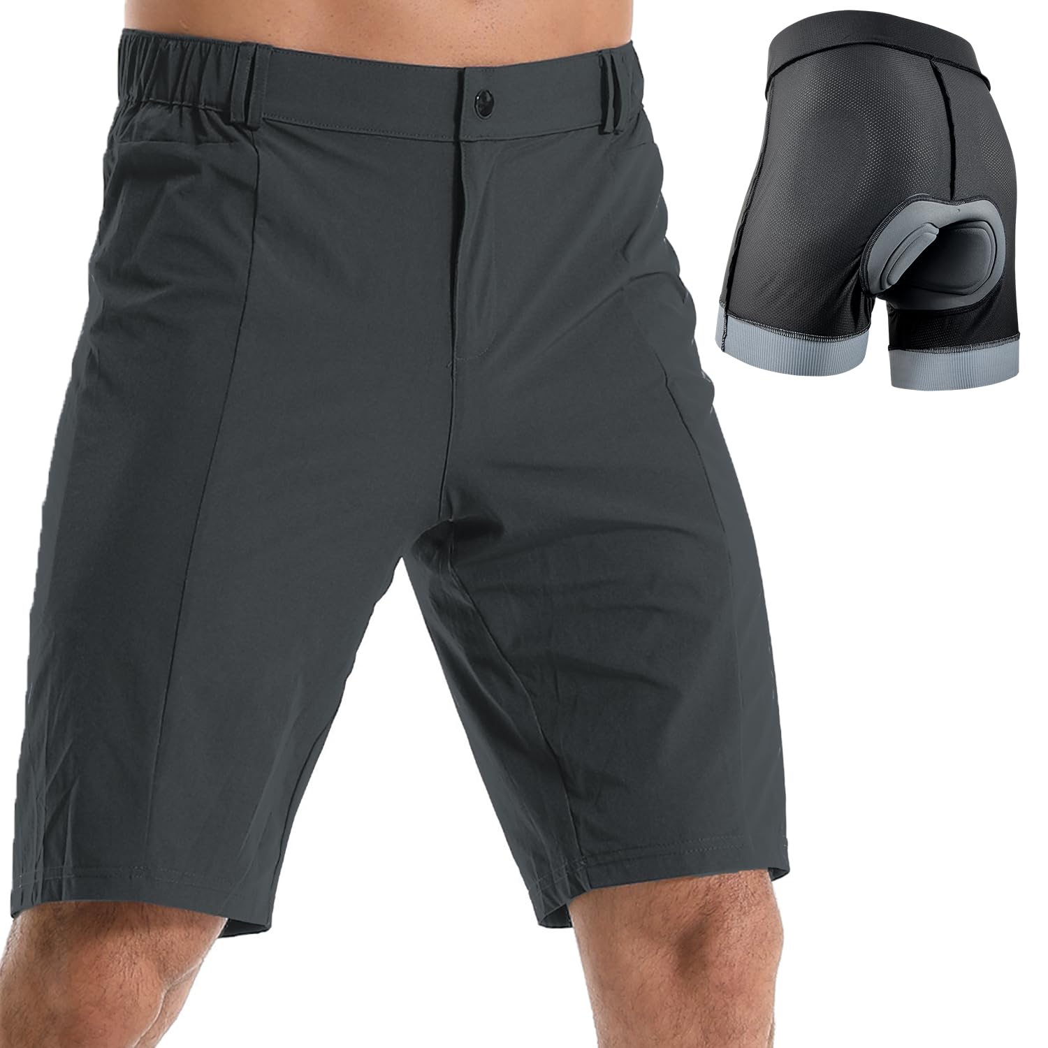 Wulibike Shorts de Vélo de Montagne 2 en 1 avec Rembourrage pour Hommes