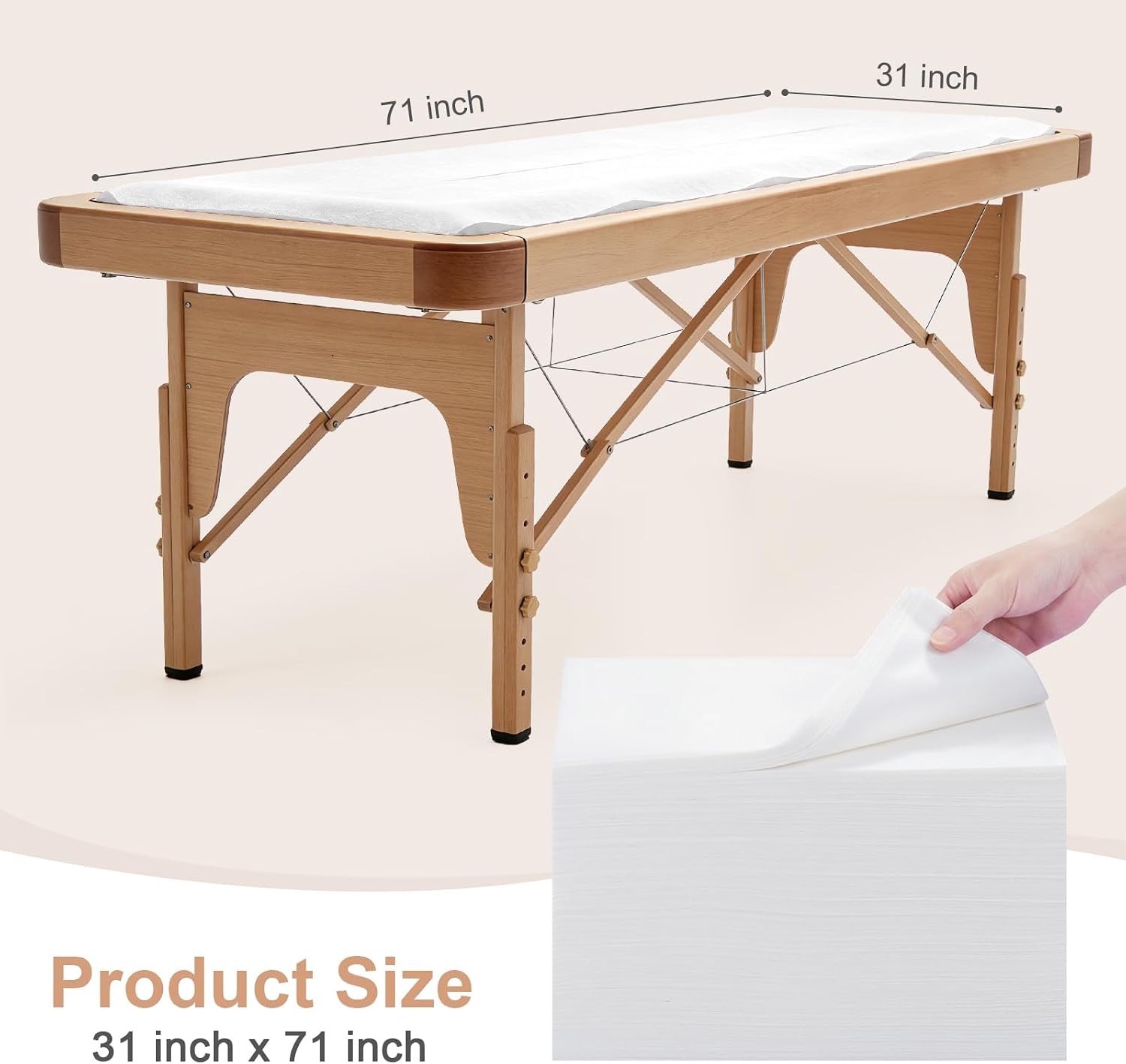 Disposable Massage Table Sheets 20 Pcs White Non Woven Bed Cover 31x71"