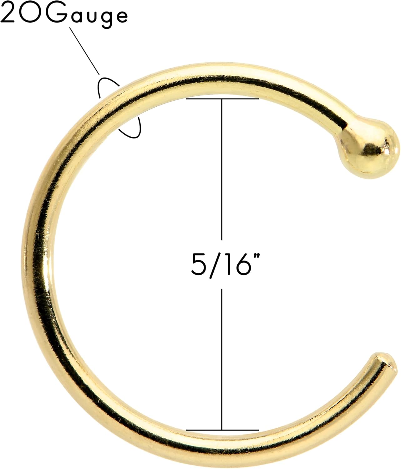 Solid 18k Gold Nose Hoop Nose Ring, Real Gold Hypoallergenic Nose Piercing Jewelry - Handmade in USA by Master Jeweler, 20 Gauge 5/16" - Image 8
