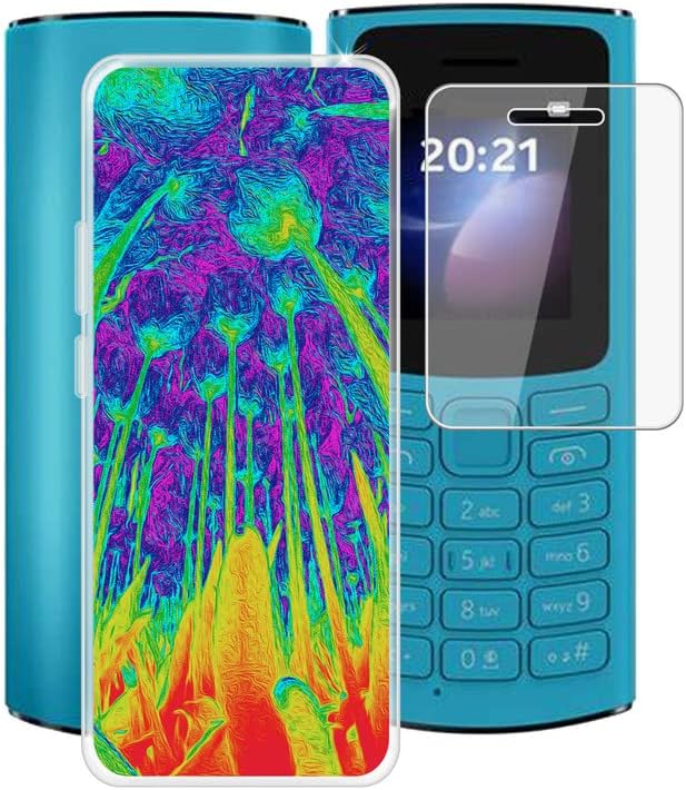 Phone Case for Nokia 105 4G 2023 (1.8") with 1 X Tempered Glass Screen Protector, Slim Clear Shockproof X Anti-Scratch Soft TPU Gel Cover for Nokia 105 4G 2023 - XT37