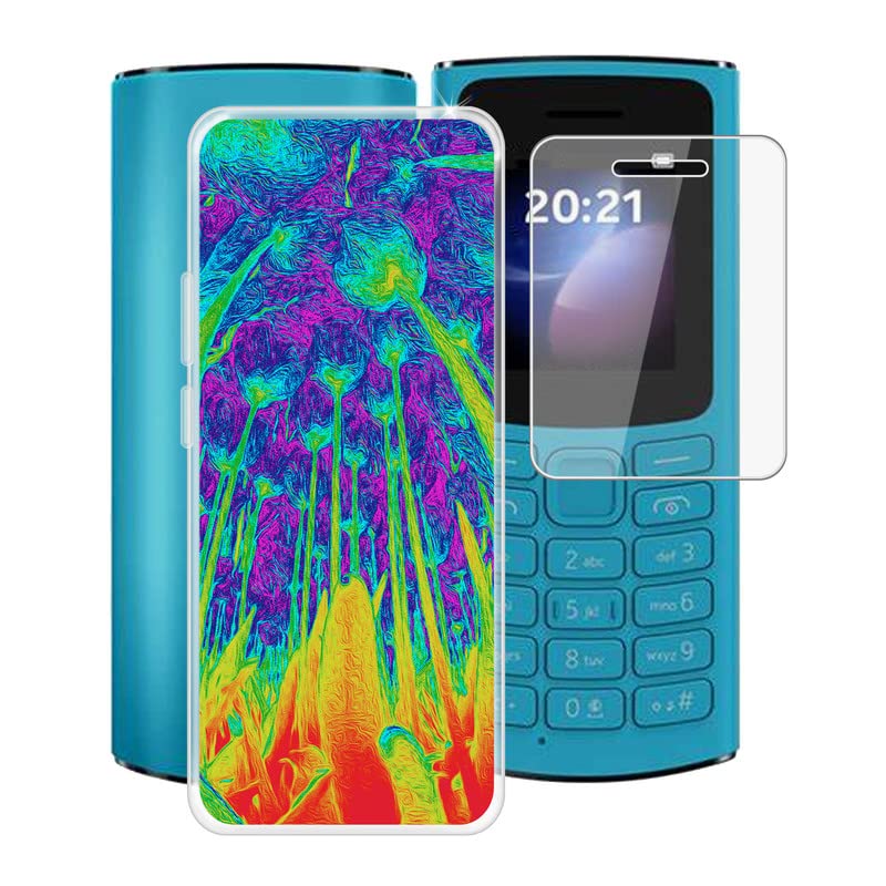 Phone Case for Nokia 105 4G 2023 (1.8") with 1 X Tempered Glass Screen Protector, Slim Clear Shockproof X Anti-Scratch Soft TPU Gel Cover for Nokia 105 4G 2023 - XT37