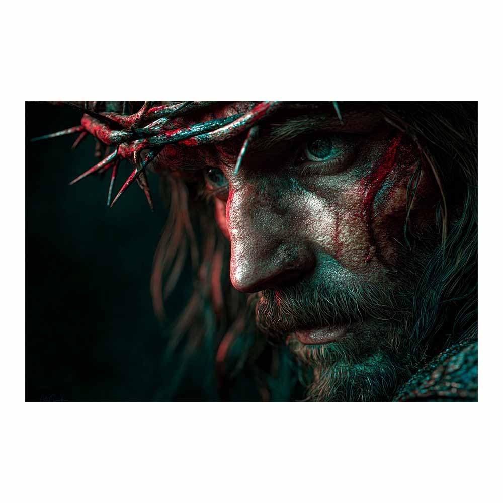 ZAMAEIU Christ Religions Canvas Wall Decor Wearing a crown of thorns Modern Abstract Religious Posters Prints for Living Room Bedroom Church Home Decoration(black)-80x120cm Unframed
