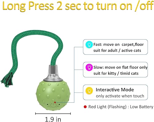 Miniatura 2 de Juguetes interactivos para gatos adultos de interior aburridos, alfombra de movimiento rápido automático, canto de pájaros y bola de gato activada