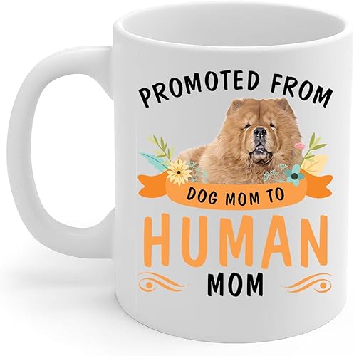 Miniatura 1 de Lovesout Promoted from Fawn Chow Chow Dog Mom to Human Mom Coffee Mug White Ceramic Cup 11oz
