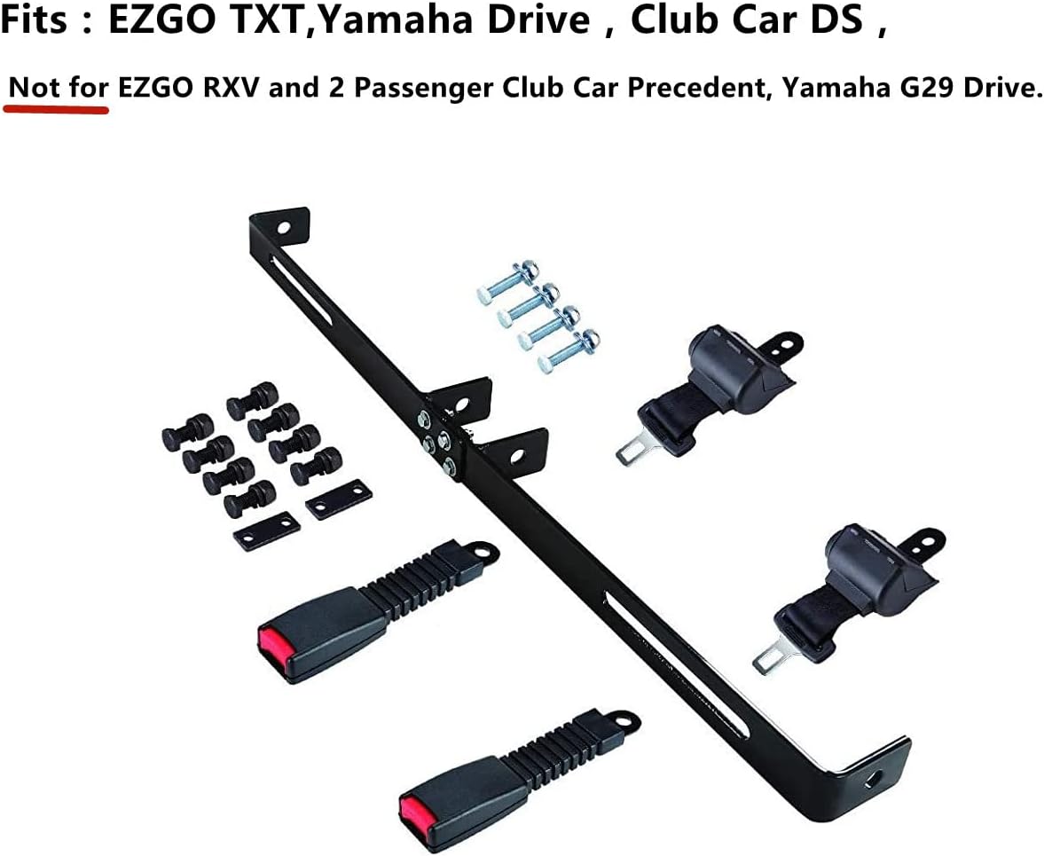Dr.Acces Universal 2 Passenger Retractable Seat Belts and Bracket Kit for Club Car,EZGO Yamaha etc. Golf Cart