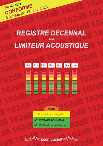 Registre Décennal pour Limiteur Acoustique: 102 dB