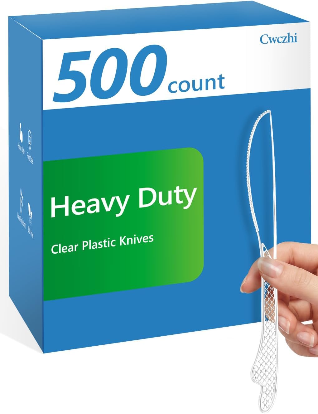 500 Count Heavy Duty Plastic Knives Disposable,BPA-Free,Heat Resistant,Solid and Durable Clear Plastic Knives Bulk,Premium Knives Plastic Disposable for Catering, Parties, Events