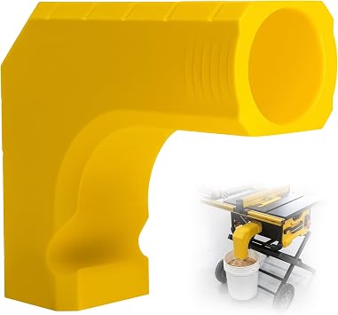 Dust Collection Adapter for DeWALT Table Saw, Tool-Free Installation, Enhanced Dust Collection with Built-in Hook, Rugged Polymer Construction, Space-Saving Design Yellow