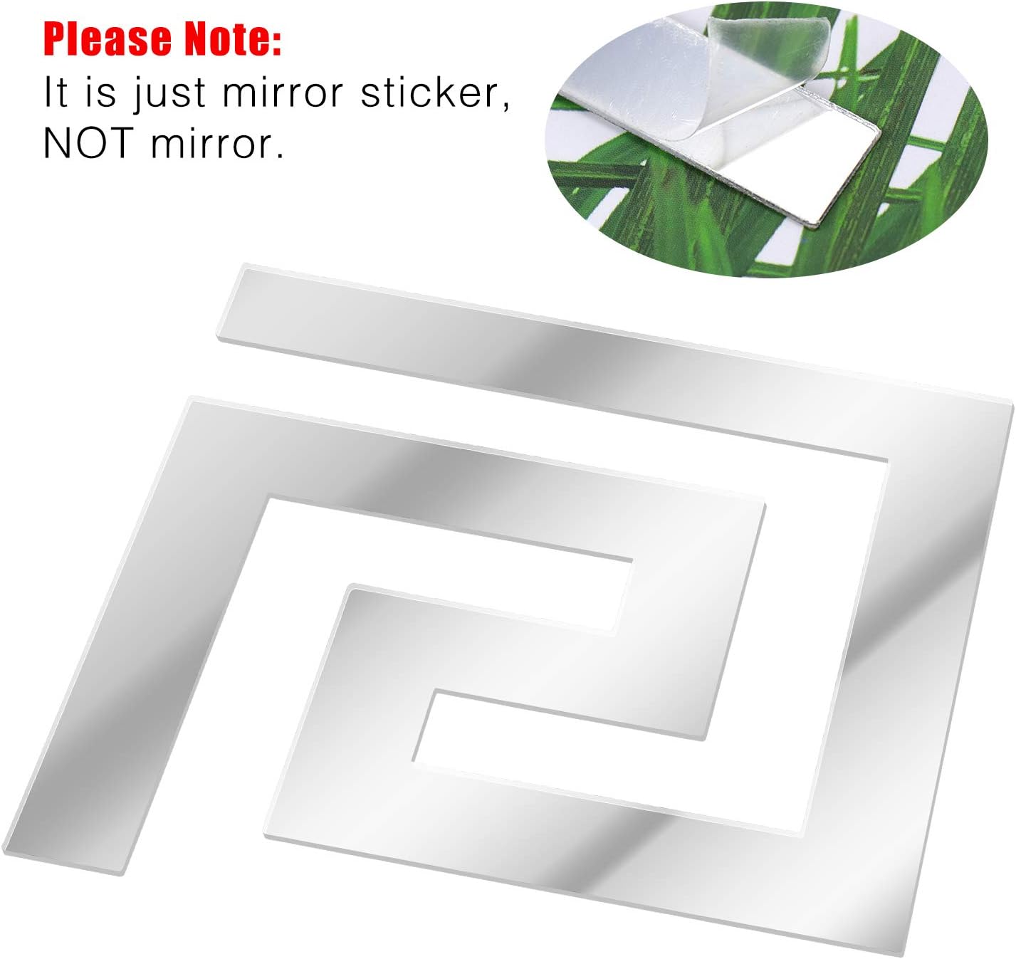 SelfTek 60Pcs DIY Mirror Stickers Removable Adhensive Wall Stickers Decals for Home Art Room Bedroom Background Decoration (Geometric Greek Key Pattern)