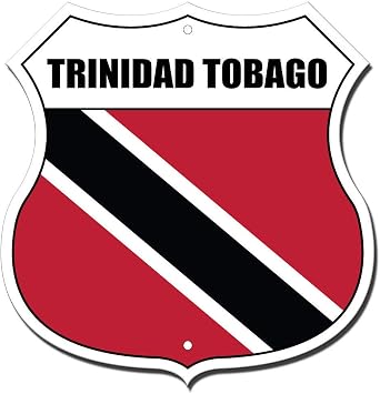 Trinidad Tobago Flag Novelty Highway Shield SignVinyl Sticker Decal 8"