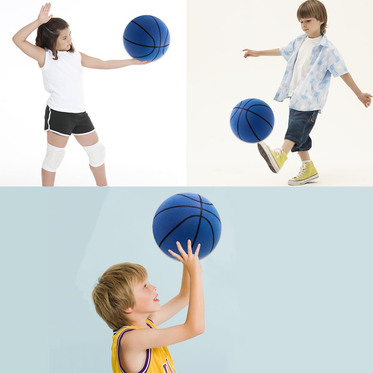 Ruiviko 2025 Silent Basketball with Hoop, Low Noise Foam Training Silent Ball Dribbling Indoor, Uncoated High-Density Ball-29.5