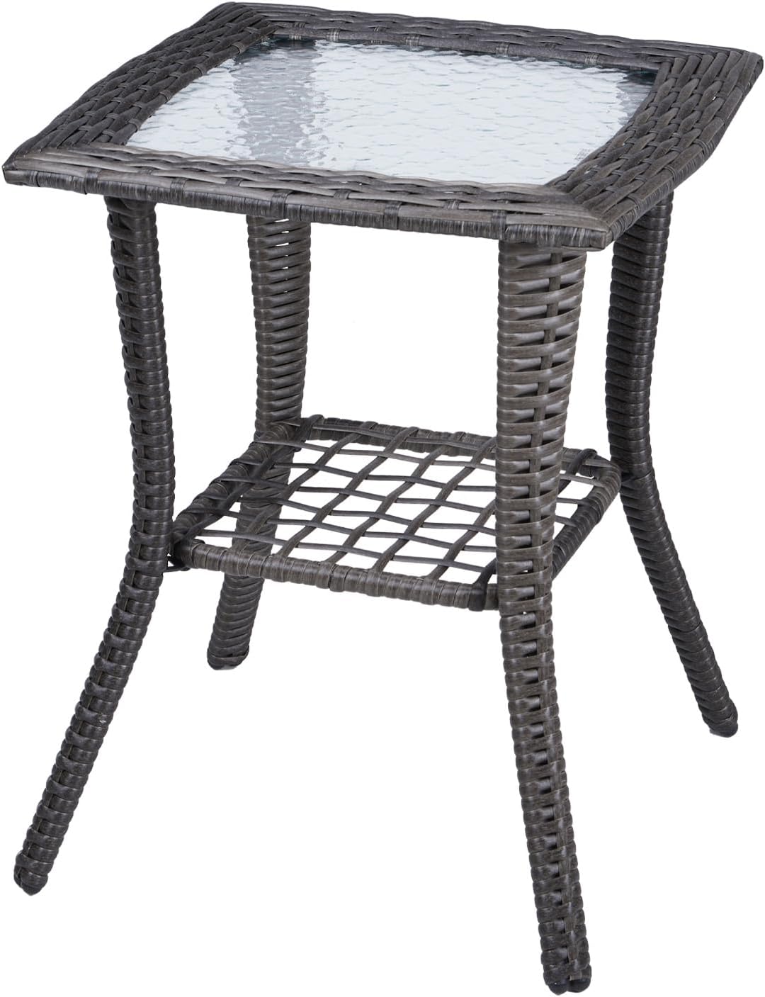 Shyneer Patio Outdoor Side Table, 18" Square Wicker End