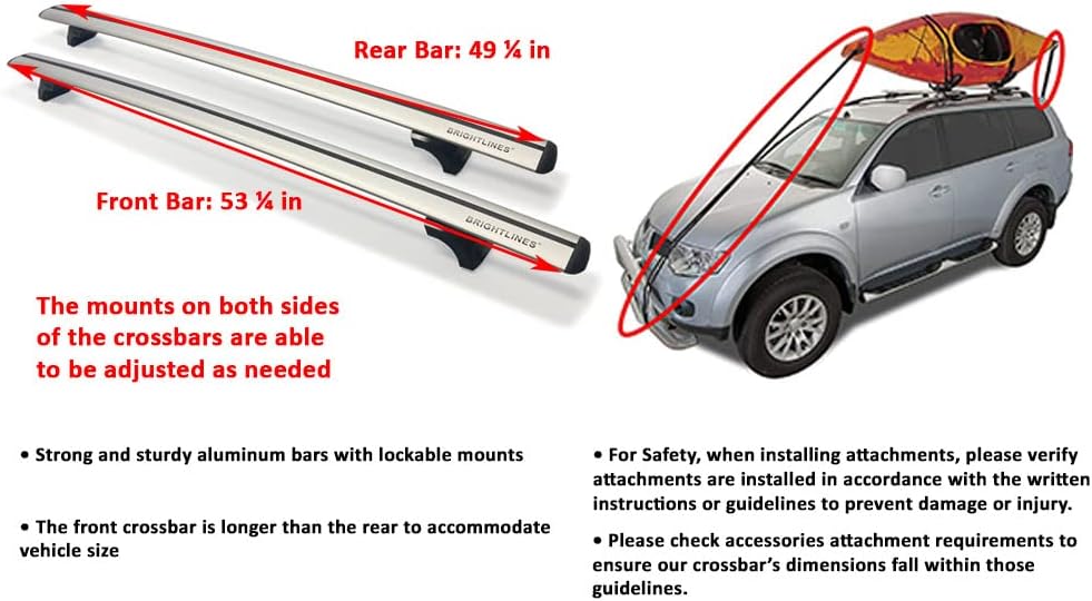 BRIGHTLINES Heavy Duty Anti-Theft Premium Aluminum Roof Bars Roof Rack Crossbars Compatible with 2017 2018 2019 2020 2021 2022 2023 2024 2025 2026 Audi Q7