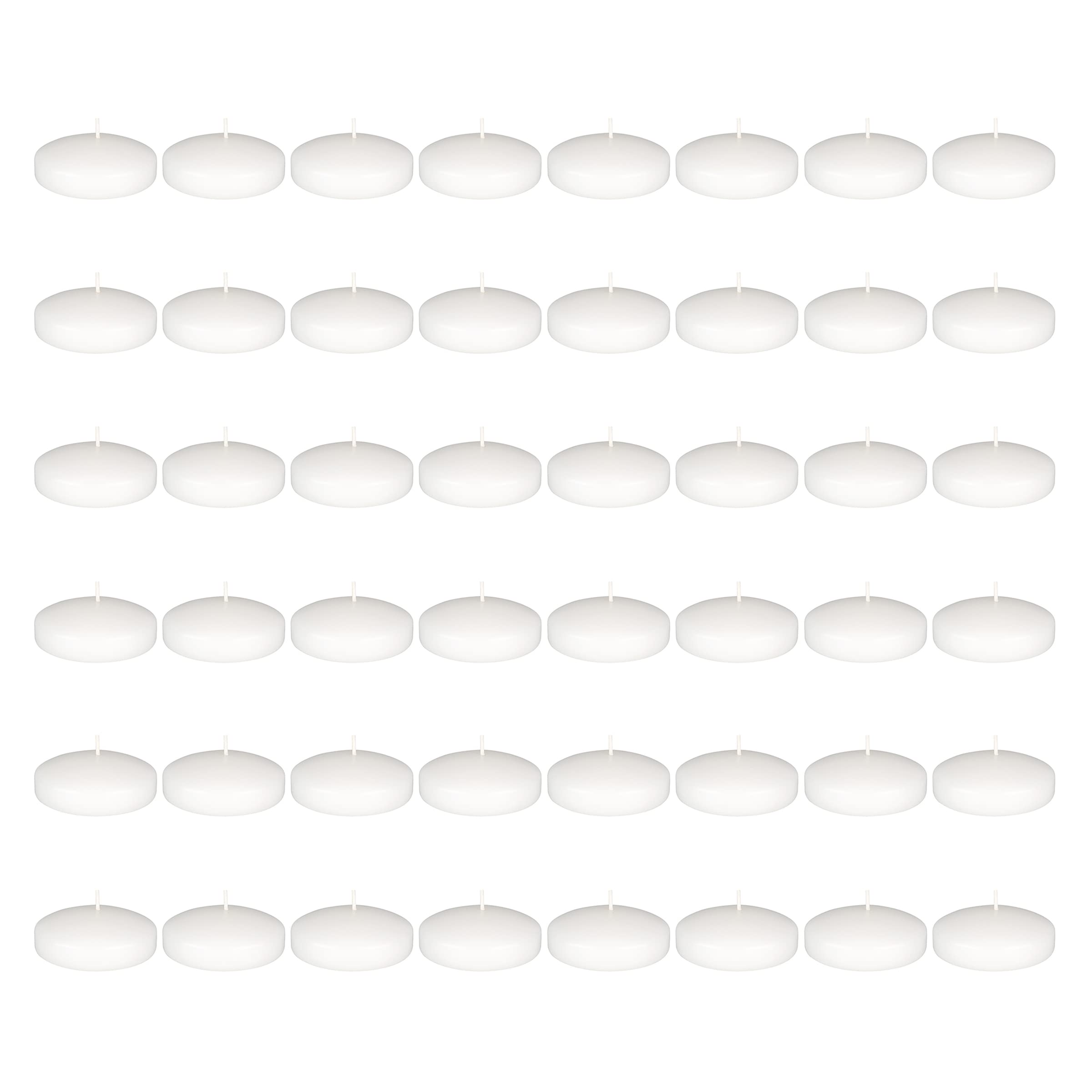 Mega Candles 48 pcs Unscented White Floating Candles, Hand Poured Wax Candle 3 Inch Diameter, Home Décor, Wedding Receptions, Baby Showers, Birthdays, Celebrations, Meditations, Spas