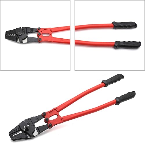 Miniatura 6 de HongK - Herramienta de prensado de estampación de swager de mano de 24" para cable de cuerda de alambre 116"- 316" PN ET-TOOL030-24-RED