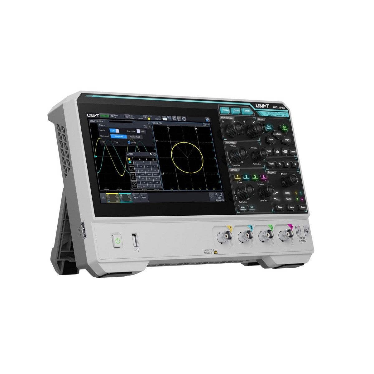 UNI-T UPO1154HD Digitales Oszilloskop, 12-Bit 4-K, 1.25GSa/s 100Mpts, 100.000wfms/s Ultra Phosphor 3.0, 7 Zoll Touch-Display, UART I2C SPI CAN LIN (150MHz 4-K)