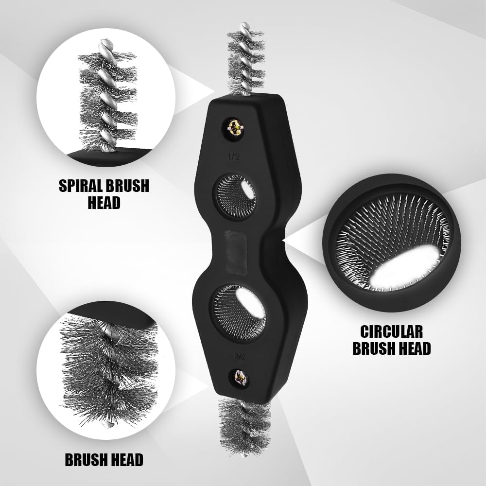 4 in 1 Car Battery Cleaning Brush, Battery Terminal Cleaner, Anti-Rust Auto Battery Cleaner Brush Tool with Steel Wire, Vehicle Battery Terminals Machine Parts Cleaning Tool for Cars (Black)