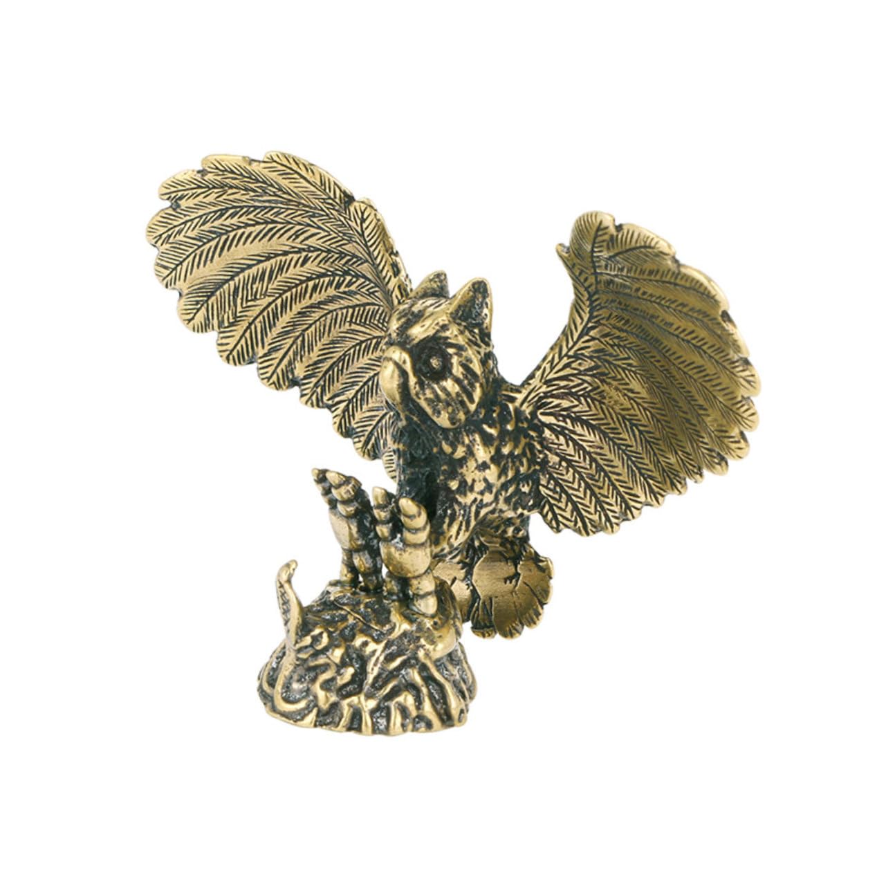 AbaodamBrass Owl Brass Animal Figurine Metal Art Decorations Brass Animal Statues Retro Owls Figurines Desktop Owl Statue Owl Miniature Tabletop Animal Decor Office India Vintage