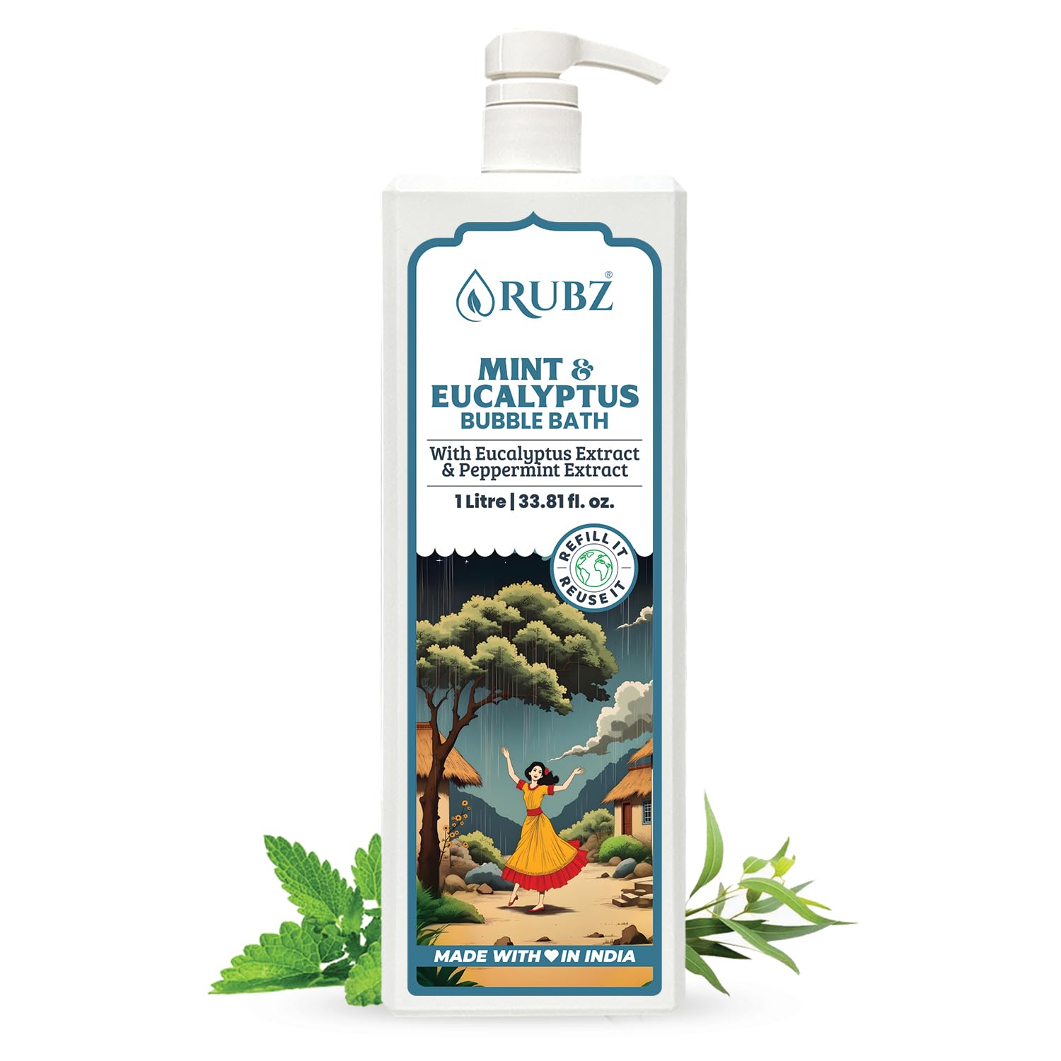 Rubz Mint & Eucalyptus Bubble Bath | Infused With Peppermint Extract | Refresh & Renew Your Senses With Fresh Aromatic Bubbles | Suitable For Kids & Adults | 1 Litre-image-38